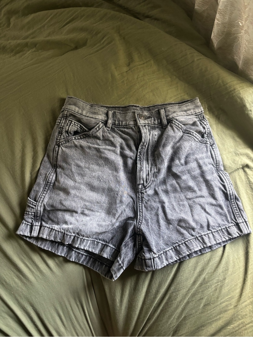 American Eagle High-Waist Washed Black Denim Shorts